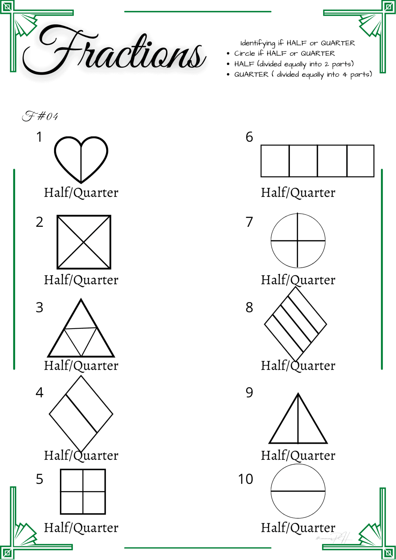 Grade 1 Math Activity Sheets | Identifying Equal Parts ...